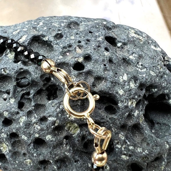 Natural Black Spinel and Ruby Bracelet Handmade in Solid 14k Yellow Gold - Picture 7 of 9